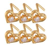 DEEPCRAFF 6 Pezzi Piercing al Naso l Cuore e Occhio, in Metallo | Oro, Design Trendy e Luminoso, Adatto a Body Piercing e Attività Quotidiane