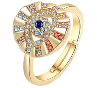 DEEPCRAFF Anello Regolabile Occhio del Diavolo in Rame Dorato, Gioiello per Dita da Donna, Design Elegante e Comfort per Feste e Occasioni Speciali
