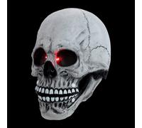 DEEPCRAFF Maschera Teschio di Halloween Mascella Mobile e Luce Rossa, Realistica e Paurosa per Masquerade e Feste di Halloween, Materiale a Rete