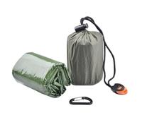 DEEPCRAFF Sacco a Pelo di Emergenza Termico Singolo, Verde, Leggero e | Film di Alluminio Pe, Borsetta e Fischietto, per Campeggio e Viaggio, Inverno
