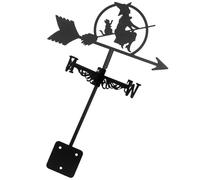 DEEPCRAFF Segnavento da Giardino in Ferro Nero Strega e Gatto, Decorazione Versatile per Esterni Resistente agli Agenti Atmosferici, per Occasioni Speciali e Fattorie