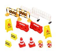 DEEPCRAFF Set di 14 Mini Coni Stradali E Segnali per Bambini - Giocattoli Educativi per La Creazione di Barriere Stradali - Accessori per Simulazioni di Cantieri Edili