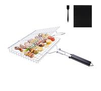 Deepen Cestino Portatile per Barbecue - Cestino per Barbecue con Manico Rimovibile & spazzole in silicone Perfetto per Grigliare Bistecche, Salmone & Verdure