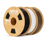 DEEPLEE Filamento PLA Basic 1.75 mm, Pack 3 kg: Nero + Bianco + Marrone (3×1 kg), Precisione ±0.02 mm, Avvolgimento Antiostruzione per Stampanti FDM