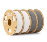 DEEPLEE Filamento PLA Basic 1.75 mm, Pack 4 kg: 2×Bianco + 2×Grigio (4×1 kg), Precisione ±0.02 mm, Avvolgimento Antiostruzione per Stampanti FDM