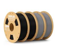 DEEPLEE Filamento PLA Basic 1.75 mm, Pack 4 kg: 2×Nero + 2×Grigio (4×1 kg), Precisione ±0.02 mm, Avvolgimento Antiostruzione per Stampanti FDM