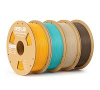 DEEPLEE Filamento PLA Basic 1.75 mm, Pack 4 kg: Giallo Caldo + Turchese + Beige + Marrone (4×1 kg), Precisione ±0.02 mm, Avvolgimento Antiostruzione per Stampanti FDM
