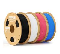 DEEPLEE Filamento PLA Basic 1.75 mm, Pack 4 kg: Nero + Bianco + Rosa Pesca + Azzurro (4×1 kg), Precisione ±0.02 mm, Avvolgimento Antiostruzione per Stampanti FDM