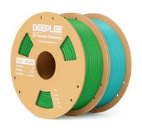 DEEPLEE PLA Basic 1,75 mm, Set 2 Colori, 2kg, +/-0,02 mm, per Stampanti FDM | Set 2 colori: Verde Prato, Turchese. Antiintasamento, stampa 3D precisa.