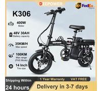 DEEPOWER Bici Elettrica K306 Mini Bicicletta Elettrica Pieghevole 400W 48V 30AH Batteria Al Litio 20MPH Città Pendolari Ebike