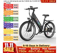 DEEPOWER F26 Bici Elettrica 750W 48V 7.8AH Batteria Fuoristrada Adulti Pendolarismo Ebike Velocità Max 35KM/H Motocicletta All-Terrain Ebike