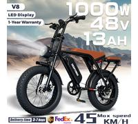 DEEPOWER V8 Bici elettrica fuoristrada 1000W 48V 13AH Batteria Adulti Mountain Ebike Display a LED Motocicletta fuoristrada E-bike