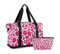 Deeppink, borsa da viaggio con stampa leopardata cinese, borsa per attrezzi da viaggio con tasca bagnata, tracolla regolabile, borsa da palestra per escursionismo, impermeabile, per uomini e donne