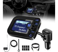 DeeprBetter Adattatore DAB Auto, Radio DAB Trasmettitore Bluetooth con Chiamate Hands-Free, Trasmettitore FM DAB Supporto Carta TF & USB 2.0, Ricevitore DAB Auto Aux Out con Display LCD da 2,3 Inches