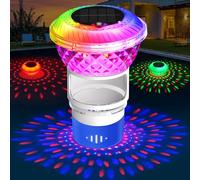 DeeprBling Dispenser Cloro Piscina Gelleggiante con Luci Solare di Marcia, Dosatore Galleggiante Cloro con Luci Colorate, Controllo a Tasto, Distributore Dispenser Cloro Piscina, Rilascio Regolabile