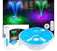DeeprBling Fontana Galleggiante Piscina con Luci Subacquee, Fontana Piscina con Telecomando e Pulsanti, 2 Modalità di Spruzzatura e 7 Modalità di Luce LED, Fontana per Piscina con Ancora