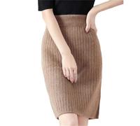 Deepsko Gonna da donna in lana lavorata a maglia allentata dritta casual tinta unita elastica in vita al ginocchio gonne, 111, L