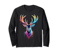 Deer Amante Colorato Pop Art Bella Cervo Maglia a Manica