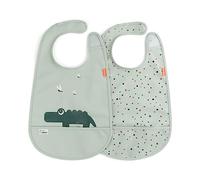 Deer Bavaglino con velcro, impermeabile, facile da pulire, con tasca per mangiatori disordinati, da usare a casa o in viaggio