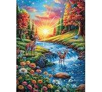 Deer by Stream at Sunset Puzzle 500 Pezzi Sicilia Per Adulti Mitos Cuento De Hadas Cartone Riciclato Per Decorazione Ingresso Da Passatempo Antistress Rilassante Qualità Garantita 500 PCS