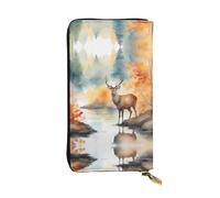 Deer by the River Portafoglio in pelle stampato, 19,1 x 10,4 cm, porta carte di credito, portafoglio portatile da viaggio