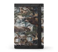 Deer Camouflage Caccia Trifold Portafogli con Soldi Porta Carte di Credito 8 Slot Portachiavi Finestra Foto per Uomo Donna, Stile 39., Taglia unica, Per tutte le stagioni