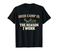 Deer Camp Happy Place Caccia Campo Umorismo Cervo Stagione Orgoglio Maglietta