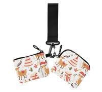 Deer Christmas White Winter - Portafogli doppi da donna, porta biglietti da visita, alla moda, con portachiavi, confezione da 2, Cervo Natale bianco inverno, 1 size, Casual
