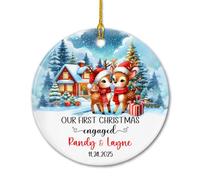 Deer Couple Our First Engaged Addobbi Albero Di Natale Unico Decorazioni Albero Di Natale Carino Natalizio Da Appendere Per Soggiorno Casa Vacanza