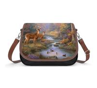 Deer Fall Forest Wildlife - Borsa a tracolla da donna in pelle