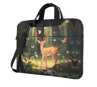 Deer ha stampato la cartella a tracolla della borsa a tracolla del computer portatile facile da usare quando si viaggia per affari, Nero, 15.6 inch