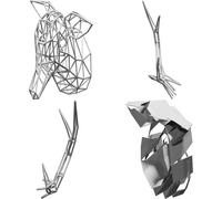 Deer Head Wall Mount Wireframe Modern 3D Art Sculpture Three-Part Assembly