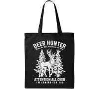 Deer Hunter Roses are Red and Violets are Blue Attention All Deer I'm Coming for You Deer Borsa in cotone biologico naturale, nero, taglia unica, Nero, En storlek