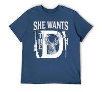 Deer Hunting Humor Maglietta da uomo - She Wants The D Sarcastic Graphic - Cotone, Stile blu navy, 6XL