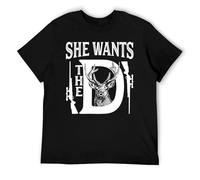 Deer Hunting Humor Maglietta da uomo - She Wants The D Sarcastic Graphic - Cotone, Stile nero, 4XL