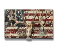 Deer Hunting US Flag Novità Titolari di Biglietti da Visita Sottile Metallo Carte di Credito Nome Caso Portafoglio Organizer per Uomini Donne 9,4 x 5,6 x 0,8 cm, Stile:, Taglia unica