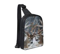 Deer in Beautiful Snow Printed Chest Bag Sling Bag per uomini e donne, zaino a tracolla impermeabile borsa da uomo per corridore allenamento escursionismo ciclismo viaggi