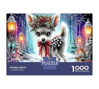 Deer in Bloom 1000 Pezzi Pup Xmas Cartolina Premium Set Di Puzzle Puzzle Per Adulti Pacchetto Valore Presente Divertente Sfida Educativa 70x50cm/1000pcs
