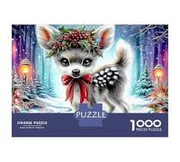 Deer in Bloom Puzzle 1000 Pezzi Per Adulti E Ragazzi Confezione Di Alta Qualità Intelligente Deer Christmas Wreath Puzzle Classico Gioco Per Famiglie 70x50cm/1000pcs