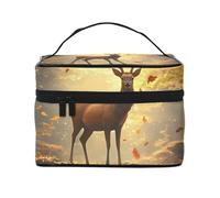 Deer in The Forest Travel Makeup Bag - Organizer portatile per articoli da toeletta con scomparti con cerniera per spazzole, bottiglie e prodotti per la cura della pelle