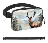 Deer in the High Mountains-1850 Marsupio da uomo e donna, marsupio con tracolla regolabile, alla moda, borsa a tracolla ovunque, per viaggi all'aperto, corsa, escursionismo, multicolore, Multicolore,