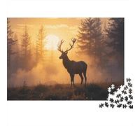 Deer in The Misty Forest Puzzle Giochi 1000 Pezzi Per Adulti E Ragazzi Arte Interesting Puzzle Adulti Foto 1000pcs (75x50cm)