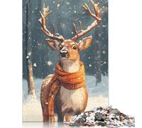 Deer in Winter Wonderland Jigsaw Puzzle Impossibili 1000Pcs Decorazione Per La Casa. Rilassamento E Intelligence Per Adulti E Bambini Da 12 Anni 1000pcs (38x26cm)