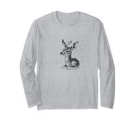 Deer In Woods, Carino Fawn Forest Wildlife Casual Graphic Maglia a Manica