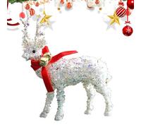 Deer Natalizio - Figurina Scintillante Per Sculture Di Renne Con Sciarpa, Figurina Del Cervo Per Le Vacanze, Ornamento Di Decorazione Di Natale In Piedi Lucido Per Display Esterno Interno | Per Le Vac
