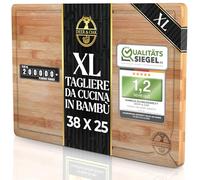 Deer & Oak Tagliere da Cucina in Bambù Premium - 38 x 25 x 2 cm, PreOliato e Trattato, Tagliere da Cucina Resistente per Carne, Verdure e Pane, Design Naturale e Duraturo