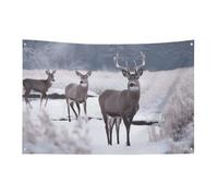 Deer on Frozen Wilderness Bandiera 0,9 x 1,5 m No Fade Bandiera di benvenuto Giardino Cortile Casa Bandiere Decorative Garden Yard Sign Indoor Outdoor Banner Party Home Decor