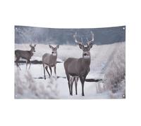 Deer on Frozen Wilderness Bandiera 0,9 x 1,5 m No Fade Bandiera di benvenuto Giardino Cortile Casa Bandiere Decorative Garden Yard Sign Indoor Outdoor Banner Party Home Decor