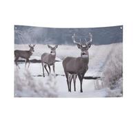 Deer on Frozen Wilderness Bandiera 0,9 x 1,5 m No Fade Bandiera di benvenuto Giardino Cortile Casa Bandiere Decorative Garden Yard Sign Indoor Outdoor Banner Party Home Decor