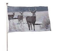 Deer on Frozen Wilderness Bandiera 152,4 x 243,8 cm Stampa su entrambi i lati Bandiera da giardino Banner decorativo non sbiadisce Bandiera da cortile con occhielli in ottone Sfondo fotografico da